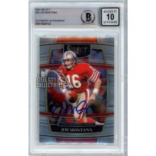 Joe Montana 2021 Panini Select Autograph Card #36 BAS 10