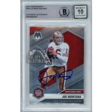 Joe Montana 2021 Panini Mosaic Autograph Card #293 BAS 10
