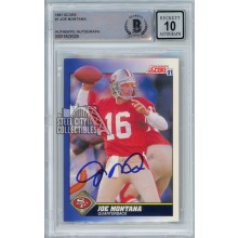 Joe Montana 1991 Score Autograph Card #1 BAS 10