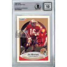 Joe Montana 1990 Fleer Autograph Card #10B BAS 10