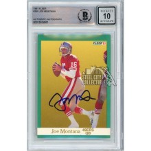 Joe Montana 1991 Fleer Autograph Card #360 BAS 10