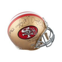 Montana and Clark The Catch Autographed 49ers Proline Full-Size Football Helmet - BAS