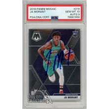 Ja Morant 2019-20 Panini Mosaic Autograph Rookie Card #219 PSA 10 PSA/DNA 9