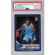 Ja Morant 2019-20 Panini Donruss Optic Rated Rookie Blue Velocity Autograph Card #168 PSA 10 PSA/DNA 10 (Light Blue)
