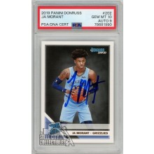Ja Morant 2019-20 Panini Donruss Rated Rookie Autograph Card #202 PSA 10 PSA/DNA 9