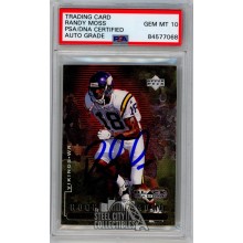 Randy Moss 1998 UD Black Diamond Red Autograph Rookie Card #97 /2500 PSA/DNA 10