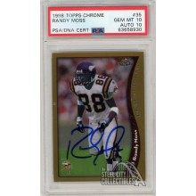 Randy Moss 1998 Topps Chrome Autograph Rookie Card RC #35 PSA 10 PSA/DNA 10