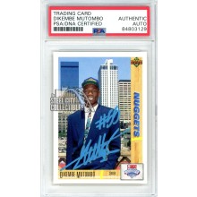 Dikembe Mutombo 1991-92 Upper Deck Autograph Rookie Card #3 PSA/DNA (Light Blue)