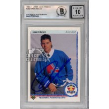 Owen Nolan 1990-91 Upper Deck French Autograph Rookie Card #352 BAS 10