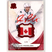Joe Pavelski 2015-16 Upper Deck The Cup Autograph Red Canada Flag Patch Card 1/4