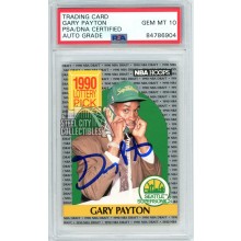 Gary Payton 1990-91 NBA Hoops Autograph RC Card #391 PSA/DNA 10