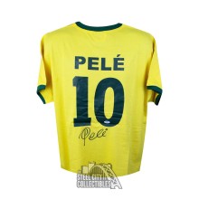 Pele Autographed Brazil Copa Mundo Yellow Soccer Jersey - PSA/DNA