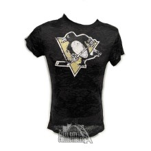 Pittsburgh Penguins Girls Sheer Black Vegas Logo T-Shirt - XL