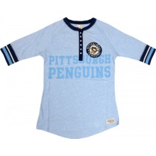 Pittsburgh Penguins Mitchell & Ness NHL Women's Vintage Neutral Zone Henley 3/4 Shirt