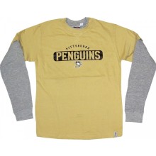 Pittsburgh Penguins Reebok NHL Kids Splitter Gold/Gray Layered Thermal Shirt
