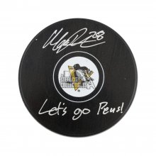 Marcus Pettersson Let's Go Pens Autographed Pittsburgh Penguins Hockey Puck - BAS COA