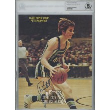 Pete Maravich / Johnny Unitas Autographed Slabbed Magazine Photo- BAS