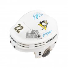 Samuel Poulin 2019 Draft 21st Overall Autographed Penguins White Full-Size Hockey Helmet - BAS COA