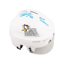 Samuel Poulin 21st Overall Autographed Penguins White Mini Hockey Helmet - BAS COA