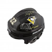 Samuel Poulin 2019 Draft 21st Overall Autographed Penguins Black Full-Size Hockey Helmet - BAS COA