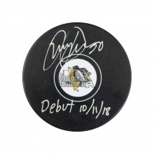 Juuso Riikola Debut 10/11/18 Autographed Penguins Hockey Puck - BAS COA