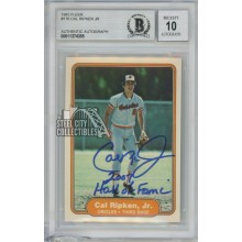 Cal Ripken Jr 2007 Hall Of Fame 1982 Fleer Autograph Card #176 BAS 10 **CRACK**