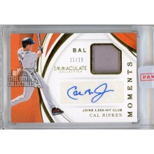Cal Ripken Jr 2019 Panini Immaculate Moments Autograph Jersey Card #MO-CR 11/15