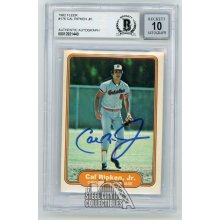 Cal Ripken Jr 1982 Fleer Autographed Card #176 - BAS 10