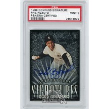 Phil Rizzuto 1998 Donruss Signature Autograph Auto Card - PSA/DNA Mint 9 Blue Ink