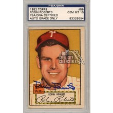 Robin Roberts 1952 Topps Autograph Card #59 PSA/DNA 10