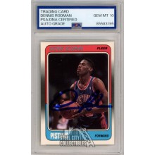 Dennis Rodman Autographed 1988 Fleer Autographed Rookie Card #43 PSA/DNA 10 (New Label)