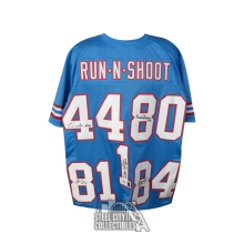Houston Run-N-Shoot Autographed Custom Blue Football Jersey - BAS