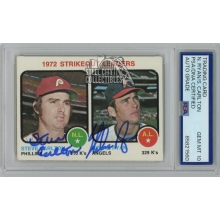 Nolan Ryan & Steve Carlton 1973 Topps '72 Leaders Dual Auto Card #67 PSA/DNA 10