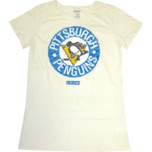 Pittsburgh Penguins Reebok NHL Women's Paperwhite Washed Vintage Logo T-Shirt