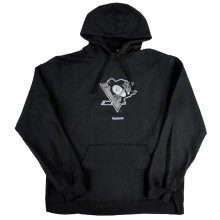 Pittsburgh Penguins NHL Reebok Distressed Logo Black Fleece Hooded Sweatshirt