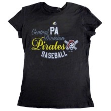 Pittsburgh Pirates MLB Majestic Women's Tie Game Black T-Shirt