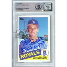 Bret Saberhagen 1985 Topps Autograph "85 WS MVP" Rookie Card #23 BAS 10