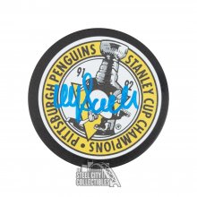 Ulf Samuelsson Autographed 1991-92 Stanley Cup Champions Hockey Puck - BAS COA