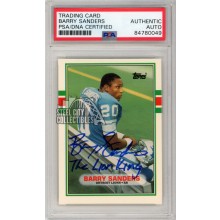 Barry Sanders 1989 Topps Traded Autograph "The Lion King" RC Card #83T PSA/DNA