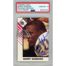 Barry Sanders 1993 Starting Lineup Football Autograph Card #20 PSA/DNA 10