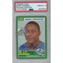 Barry Sanders 1989 Score Football Autograph "89 ROY" Rookie Card #257 PSA/DNA 10