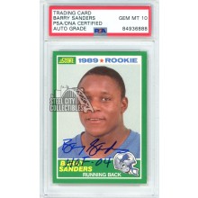 Barry Sanders 1989 Score Football Autograph "HOF 04" Rookie Card #257 PSA/DNA 10