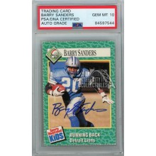 Barry Sanders 1990 Sports Illustrated For Kids Autograph Card #202 PSA/DNA 10