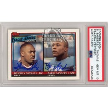 Barry Sanders/Thurman Thomas 1991 Topps League Leaders Autograph Card #9 PSA/DNA 10