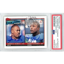 Barry Sanders/Thurman Thomas 1991 Topps League Leaders Autograph Card #9 PSA/DNA