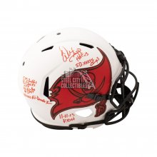 Warren Sapp Stats Autographed Tampa Bay Buccaneers Lunar Eclipse Authentic Full-Size Football Helmet - BAS (Red Ink)