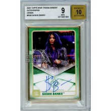 Sasha Banks 2020 Topps Transcendent WWE Green Autograph Card 12/15 BGS 9