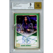 Sasha Banks 2020 Topps Transcendent WWE Green Autograph Card 09/15 BGS 9