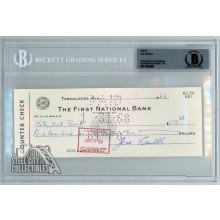 Joe Sewell Autographed Check - BAS 10