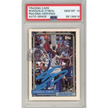 Shaquille O'Neal 1992-93 Topps Autograph Rookie Card #362 PSA/DNA 10 (Light Blue)